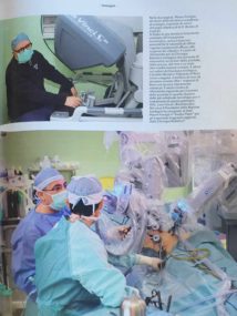La consolle del robot da Vinci e l’équipe al lavoro in sala operatoria